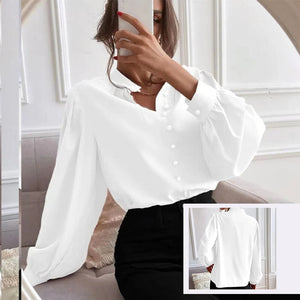 Button Up Stand Collar Long Sleeve Shirt