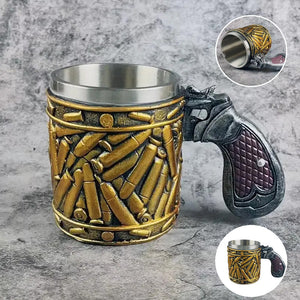 Stainless Steel Bullet Pattern Beer Mug