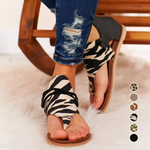 Leopard Print Fashion Herringbone Flat Sandals