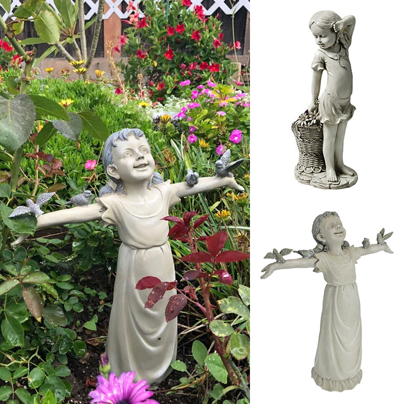 Little Girl Outdoor Garden Statue for Home Garden