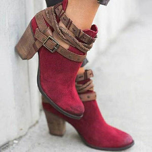 Buckle Strap Heels Ankle Boots