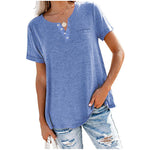 Fashion Solid Color Pocket Short Sleeve T-Shirt