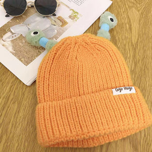 🐸Winter Parent-Child Cute Glowing Little Monster Knit Hat