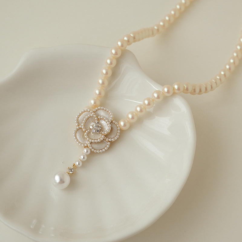 Elegant Pearl Camellia Necklace