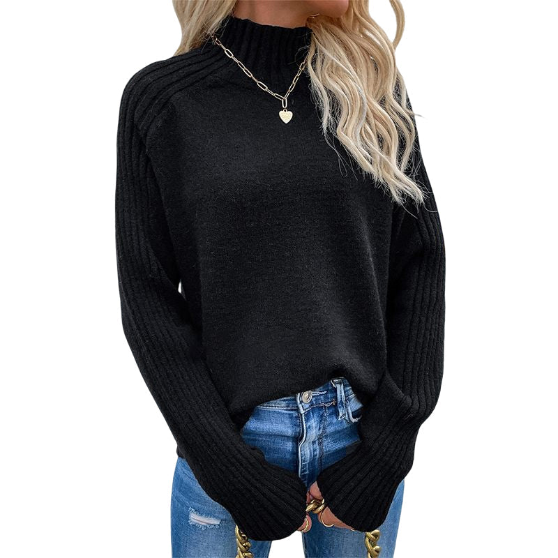 Loose Solid Color Turtleneck Sweater