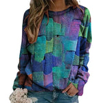 Crew-neck Paneled Long-sleeve Printed Sweater