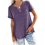 Fashion Solid Color Pocket Short Sleeve T-Shirt