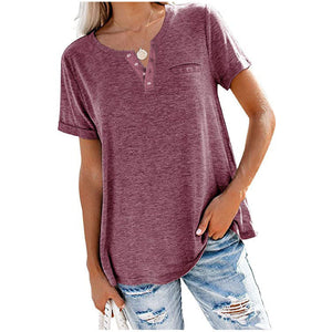 Fashion Solid Color Pocket Short Sleeve T-Shirt